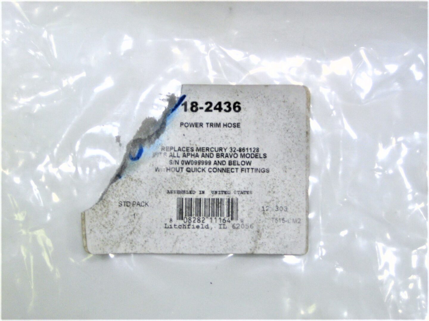Tuyaux Power Trim Pour Mercruiser Mercury Marine - Lot De 2 Pièces (réf 32-861128)