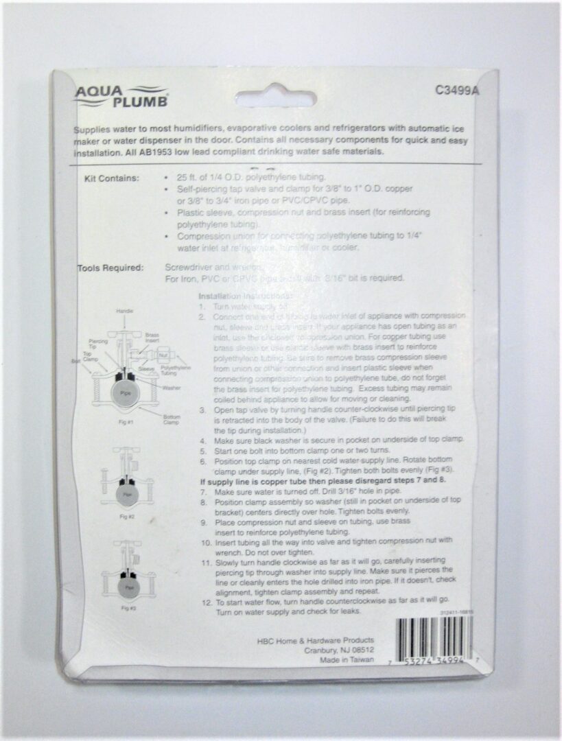 Aqua Plumb C3499A Marine Galley Ice Maker + Humidifier Installation Hook Up Kit Max Marine Outlet