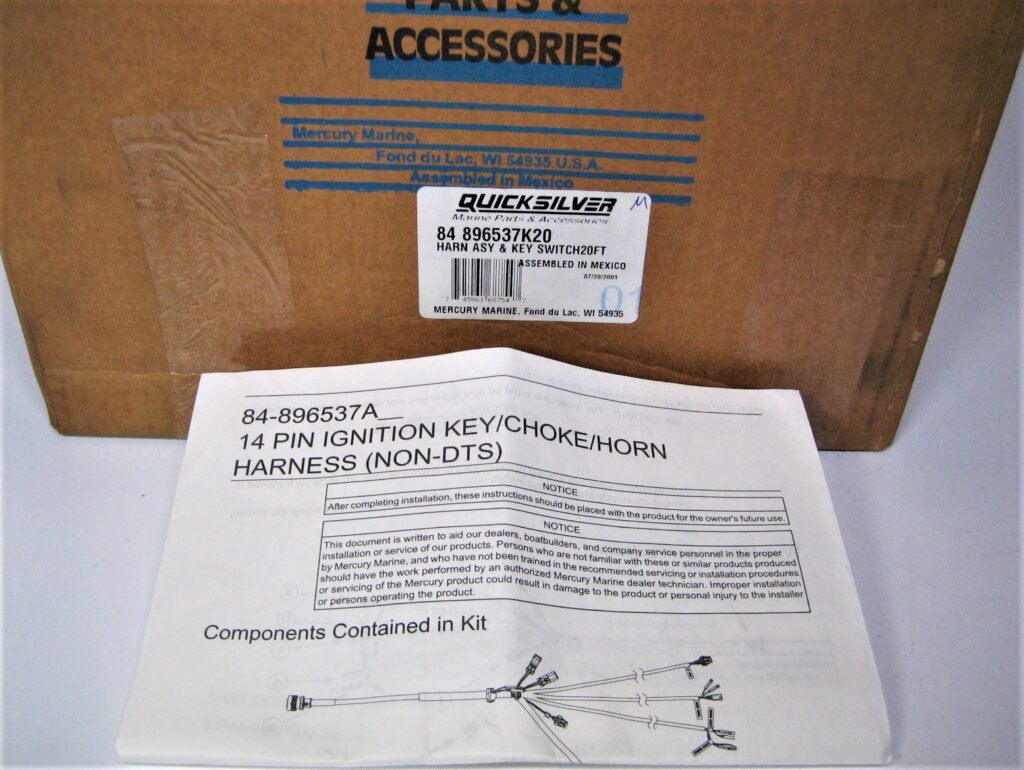 Mercury Mercruiser Quicksilver 84-896537K15 Harness/Key SwItch