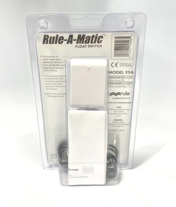 Rule-A-Matic 35A, Float Switch 12-24-32 VDC - Max Marine Outlet
