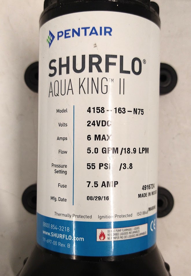Pentair Shurflo 4158-163-N75, Aqua King II - 5 GPM - Max Marine Outlet