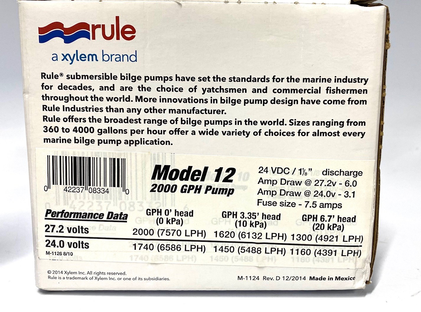 Pompe De Cale Rule 2000 GPH 12V - La Plus Fiable Pour Bateaux Et Applications Marines