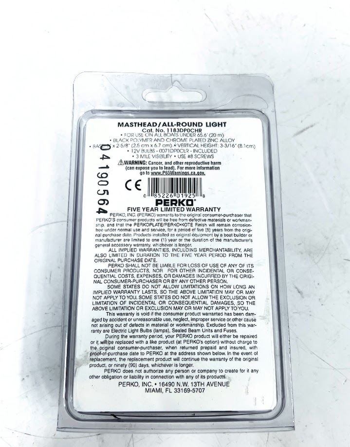 -NEW- Perko 1183DP0CHR , Masthead / All-Round Light , 12V - Max Marine ...