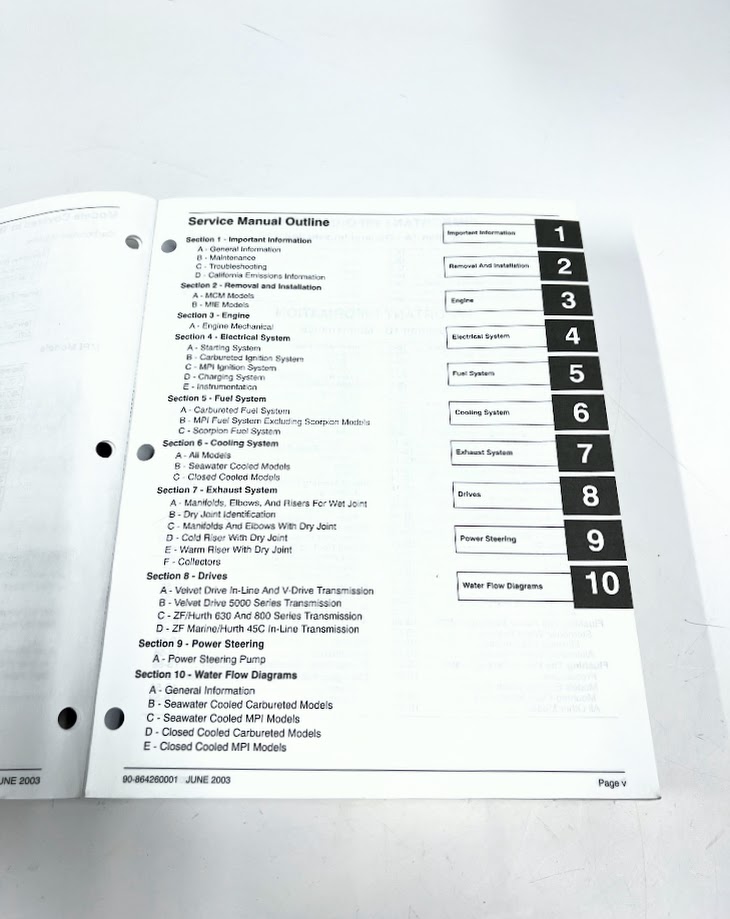 Mwsc Engine Guide Mercury 90-864260001, #31 Service Manual, 5.0L/5.7L/6.2L MPI Gas ...