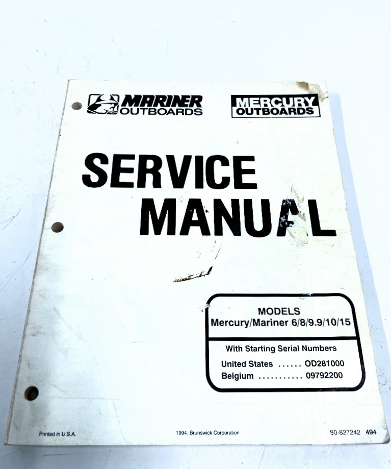 Mercury/Mariner 90-827242, Service Manual, Models 6/8/9.9/10/15