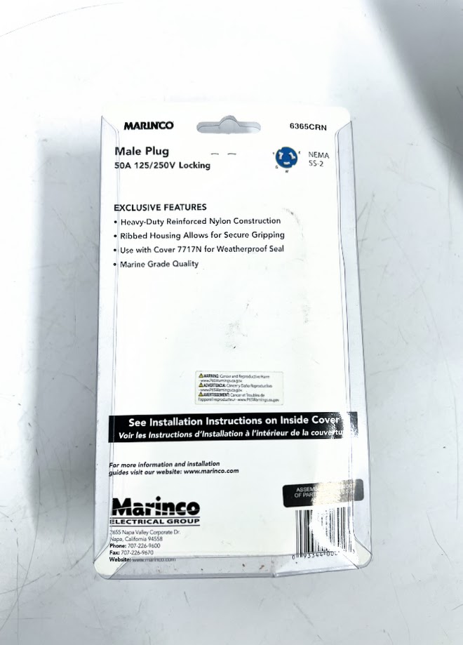 Marinco CS6365N 50A 3P4W 125/250V Plug – NEMA Style, Brand New