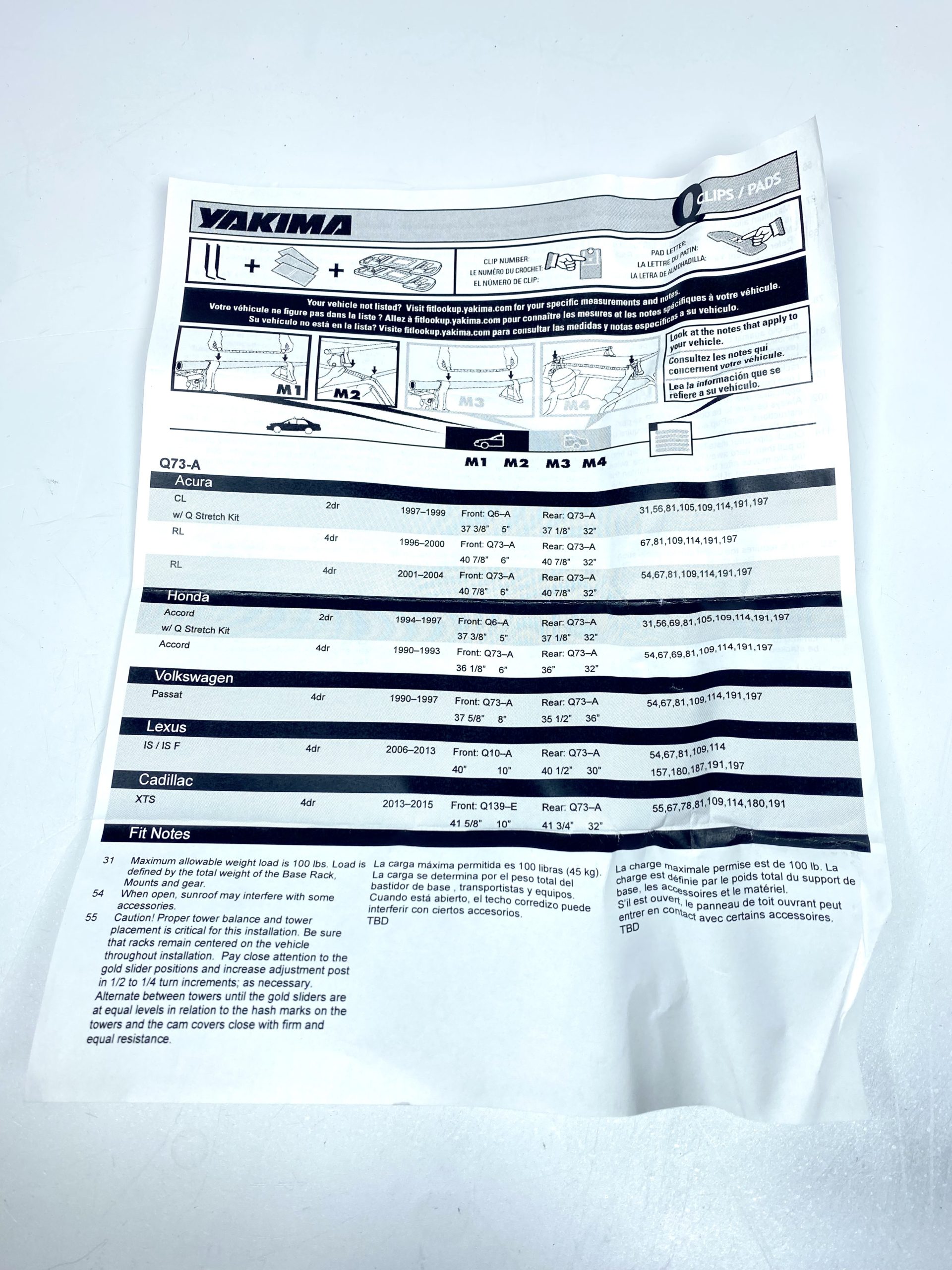 Paire De Clips Yakima Q73 Pour Tours Q, Lot De 2, Occasion