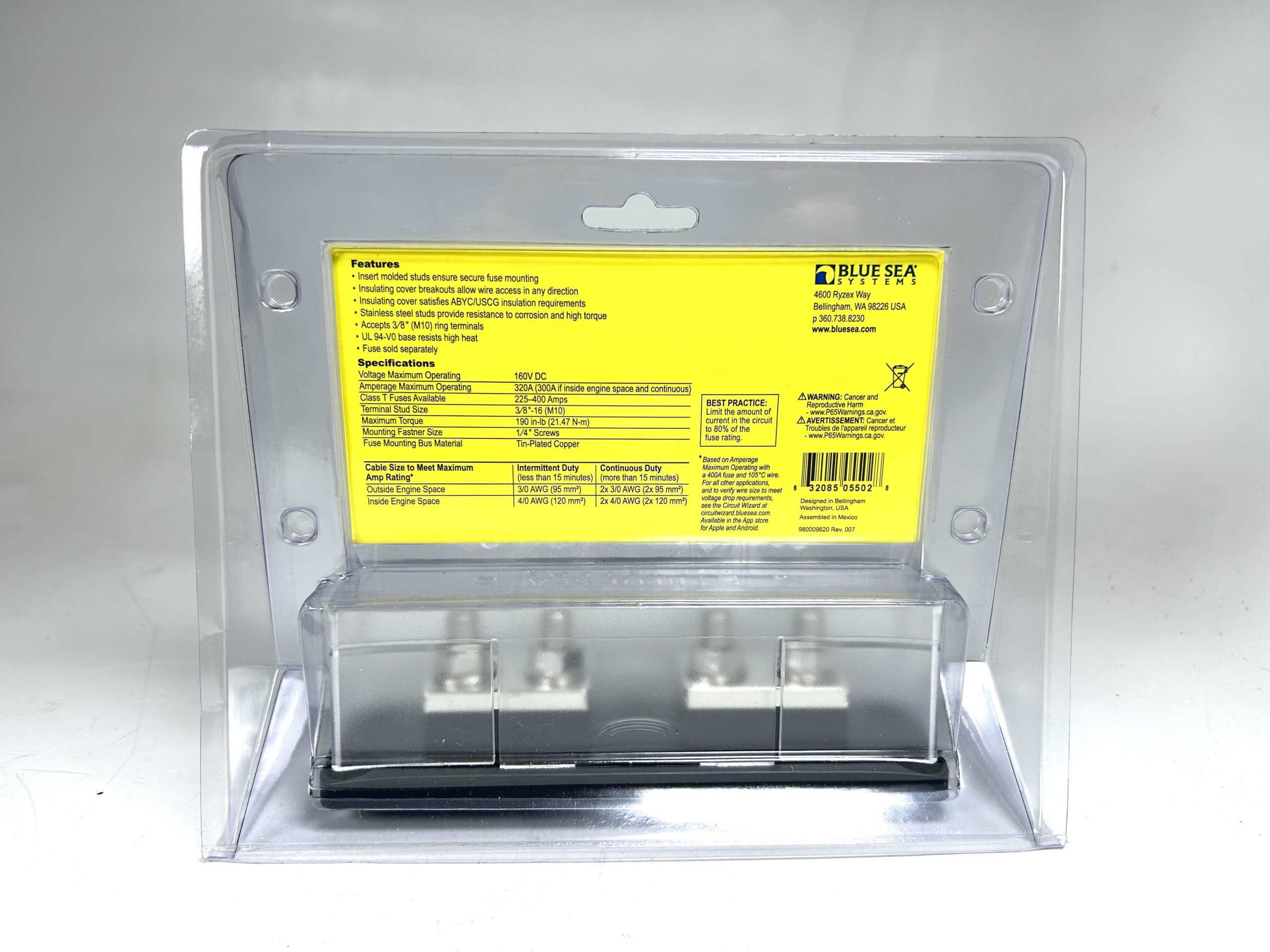 -NEW- Blue Sea Systems 5502, Class T Fuse Block 225A To 400A DC - Max ...