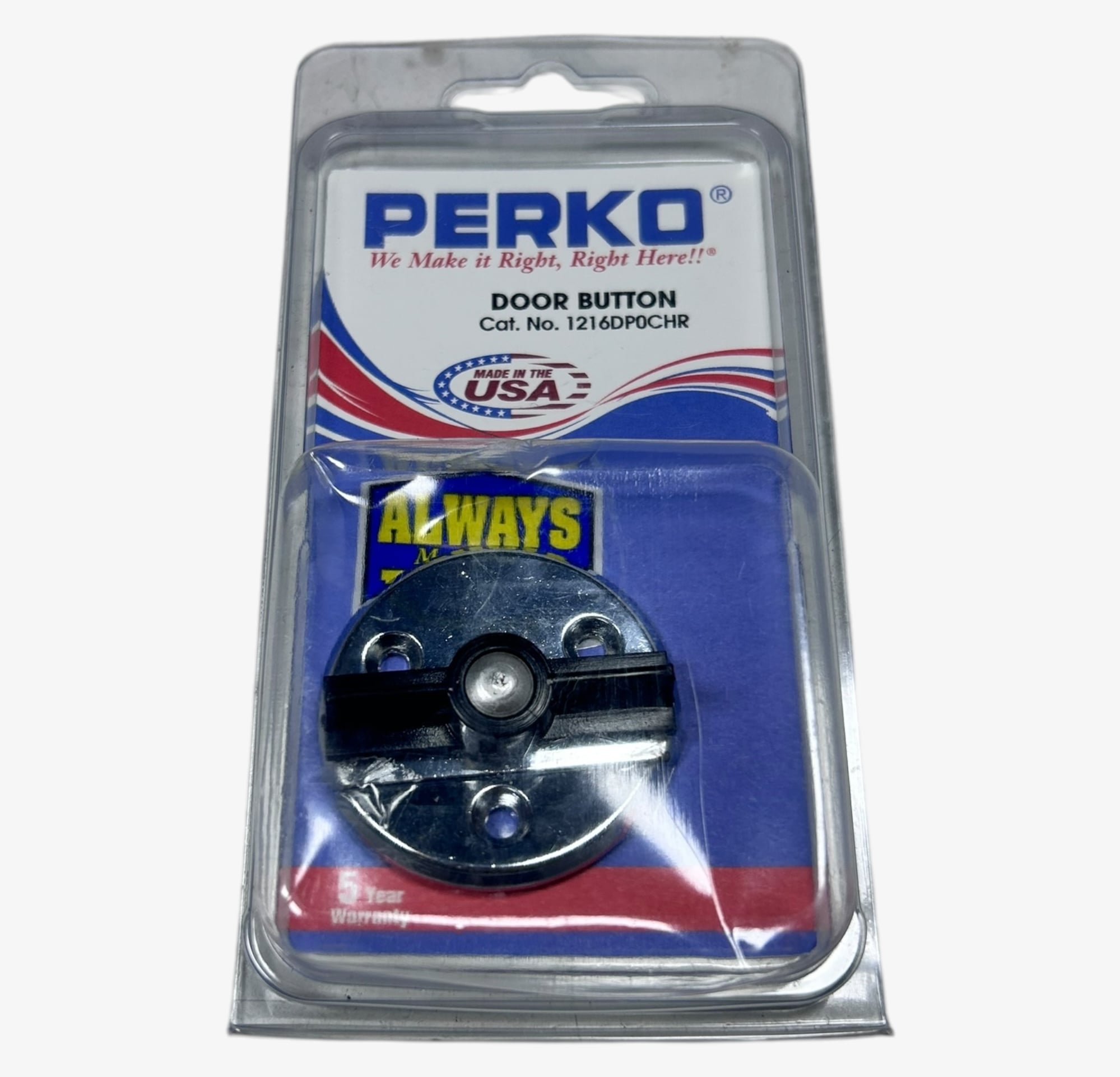 Perko 1216DP0CHR, Chrome Plated Zinc Door Button 1 3/4'' - Max Marine ...