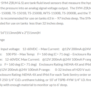 Sentry Tank Headhunter SYM-ZR, Fluid Level Monitor, Tank Sentry, Tanks 63in - 97in ...