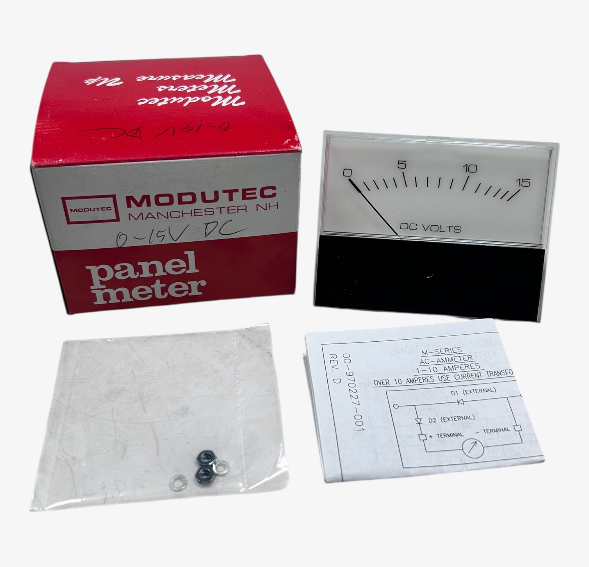 Modutec 3MAS-DVV-015, DC Volt Panel Meter Gauge 0 - 15V - Max Marine Outlet
