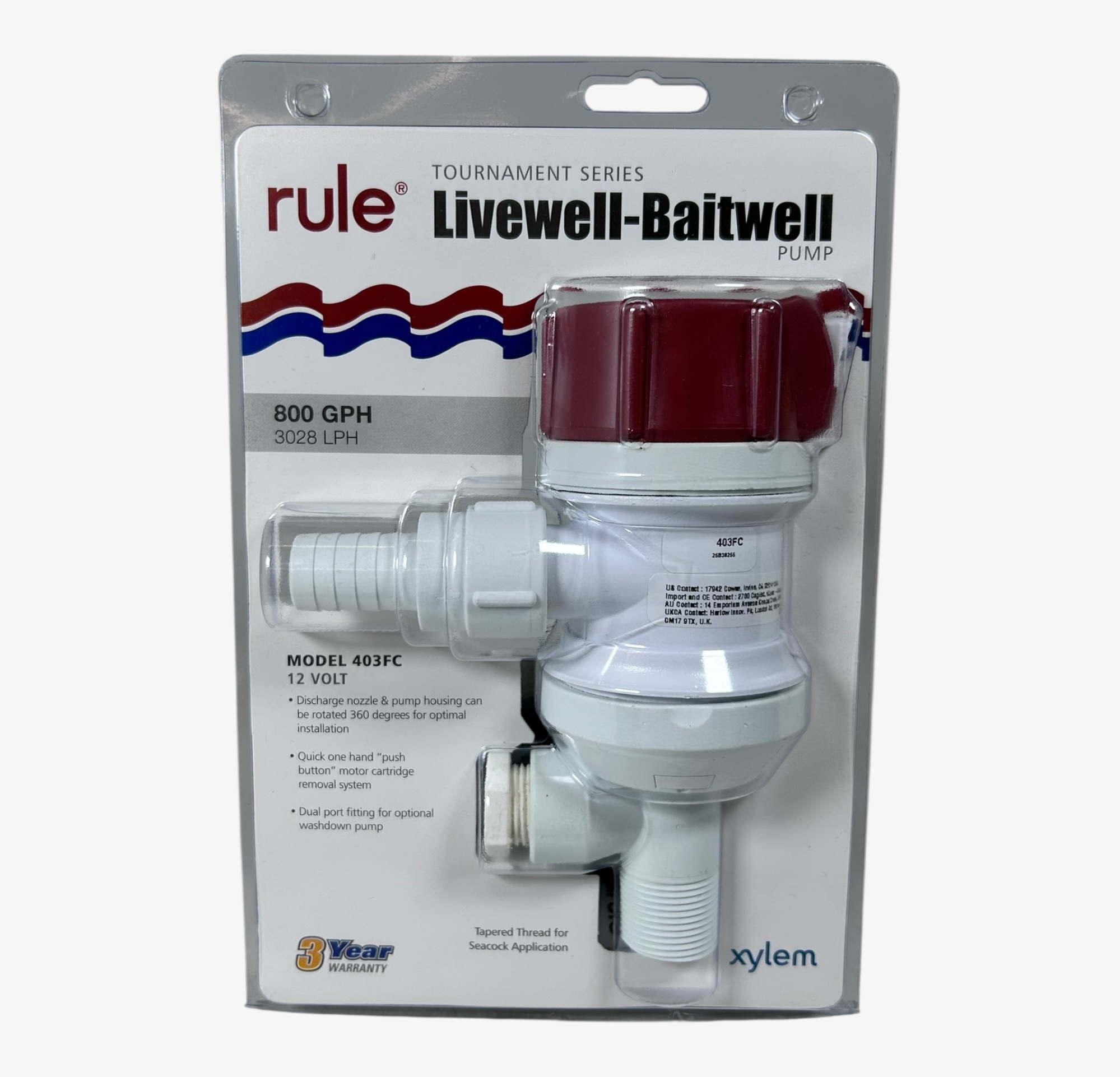 Rule Tournament Series Livewell Pump - Marine Grade For Fishing Boats & Bait Tanks