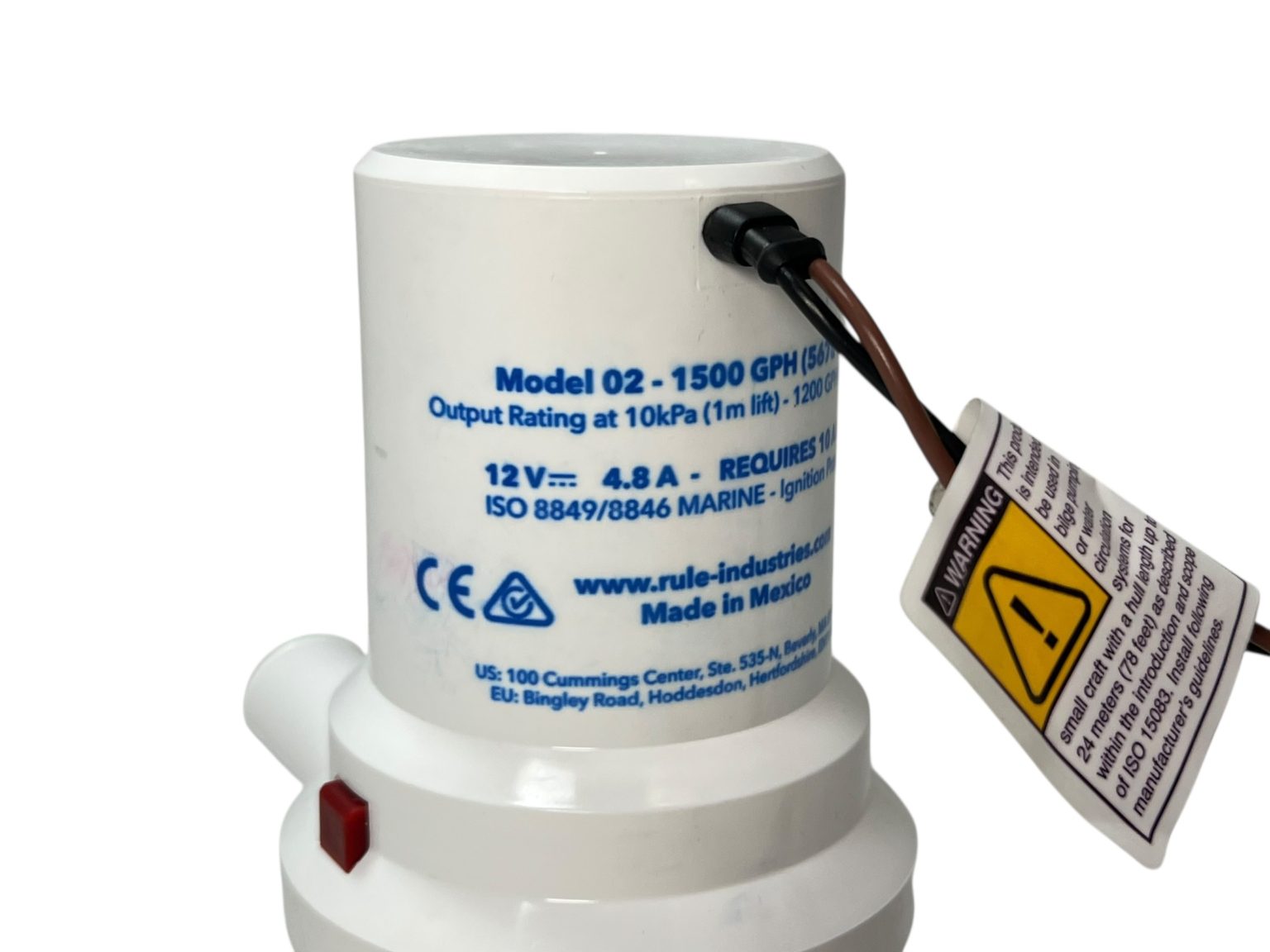 Rule Bilge Pump 1500 GPH 12V & Series 40a Float Switch Assembly, NEW ...