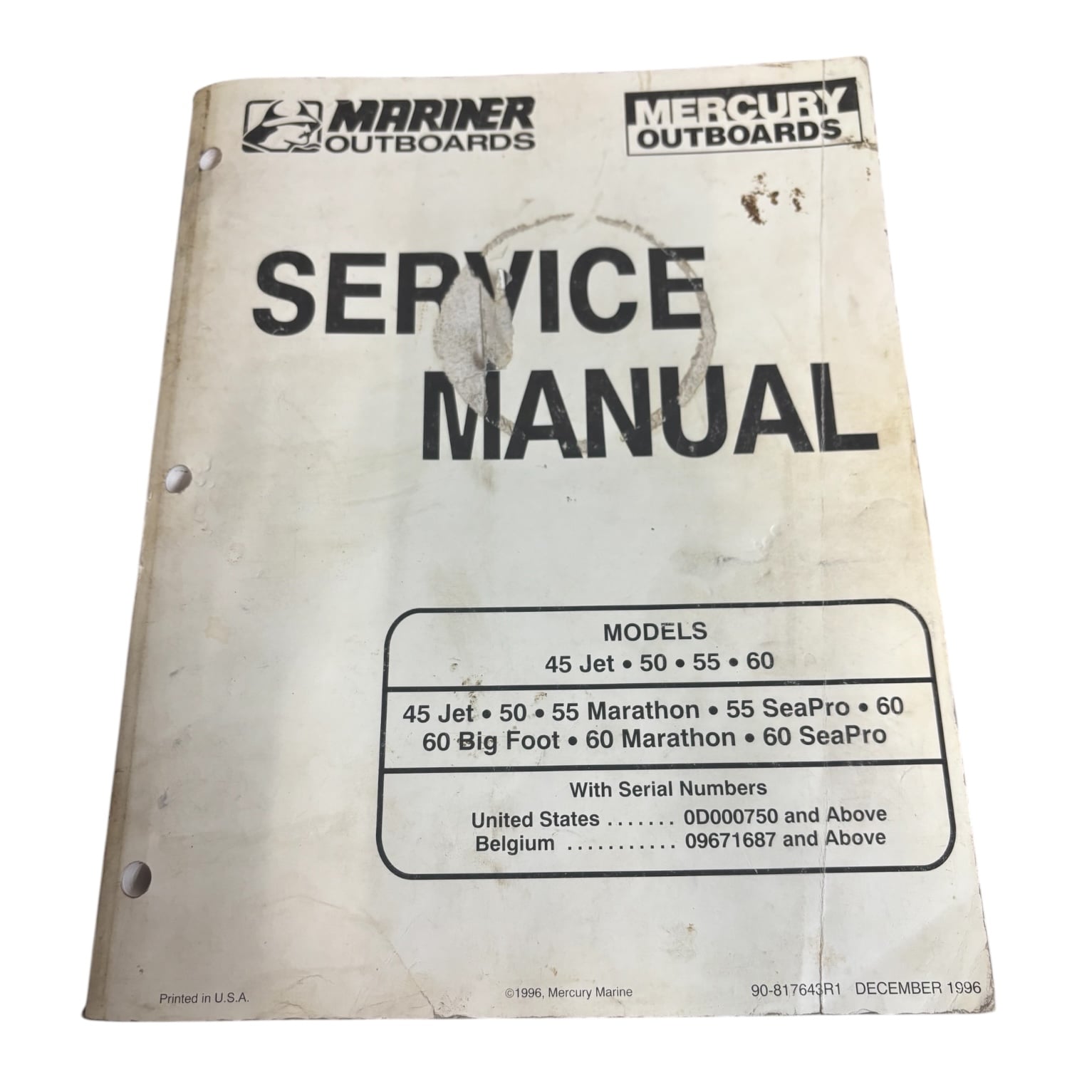 Mercury/Mariner Outboards 90-817643R1, Models 45 Jet, 50, 55, 60