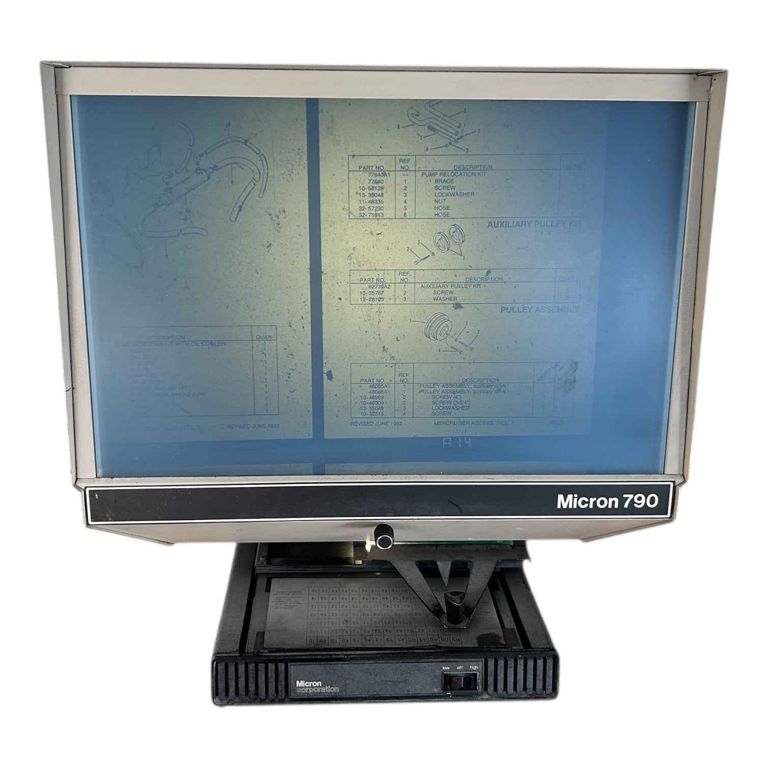 Micron 790, Vintage Microfiche Reader Projector w/ 24'' Screen